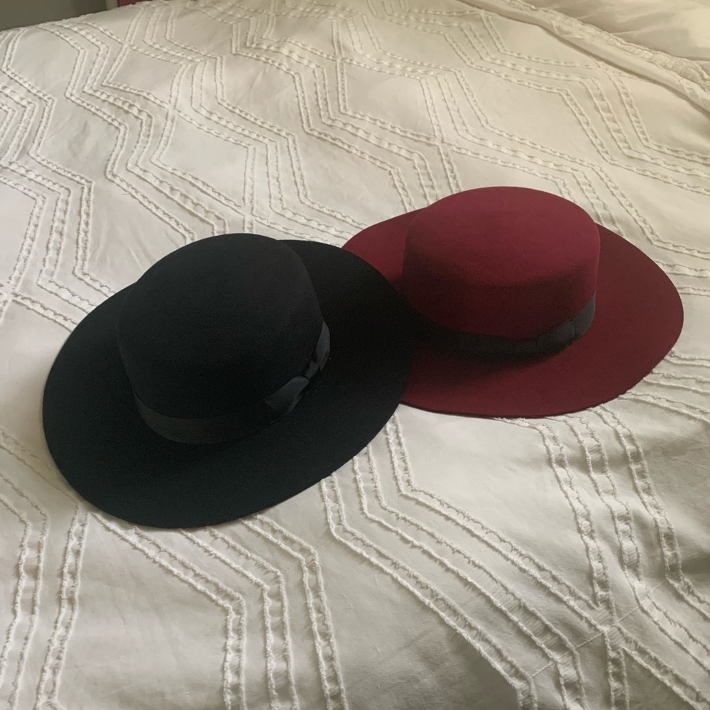 Flat brim hat duo